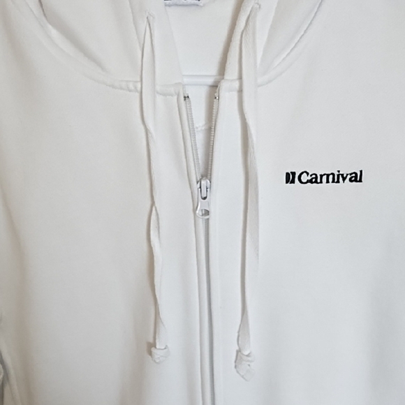 White Zip-Up Hoodie Sweat Shirt Jacket Carnival Cruisewear - Picture 13 of 14